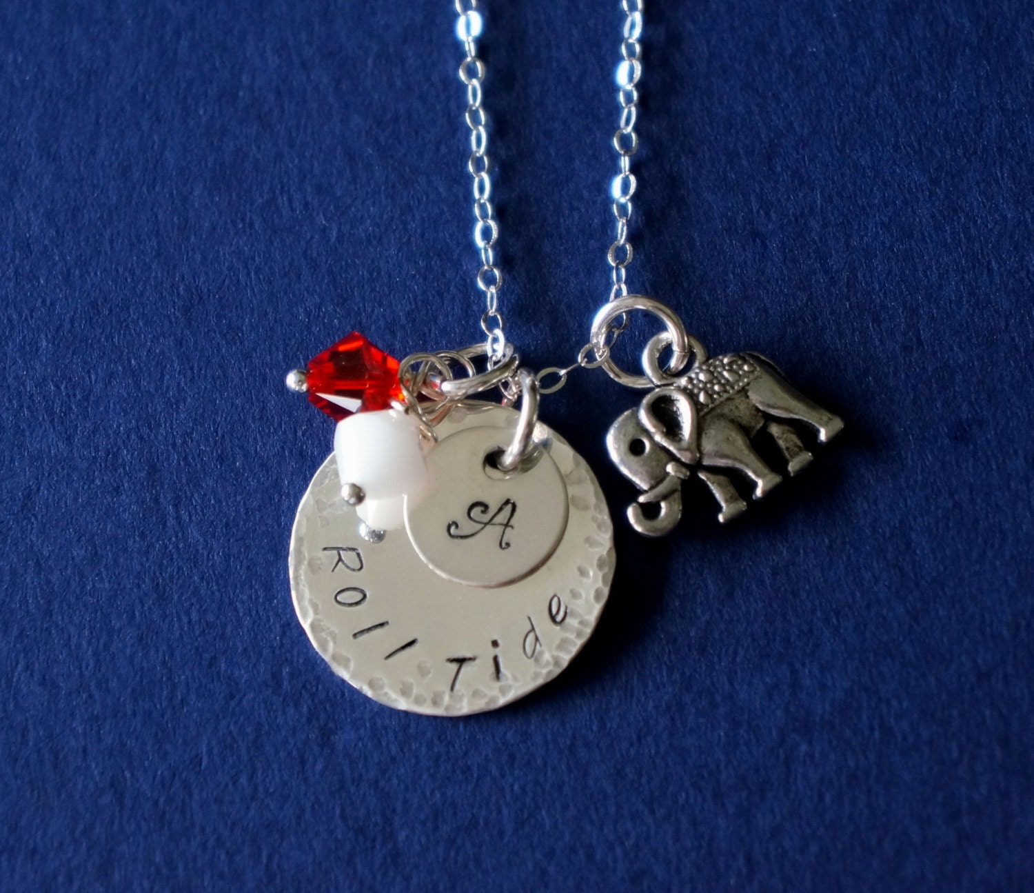 Alabama Crimson Tide Necklace with Elephant Charm 925