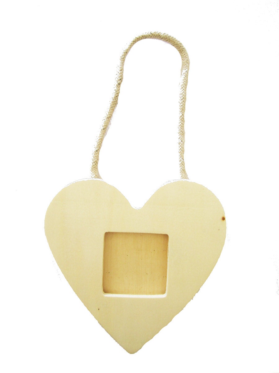 Items similar to Wooden Heart Picture Frame Kids Craft Project Art ...