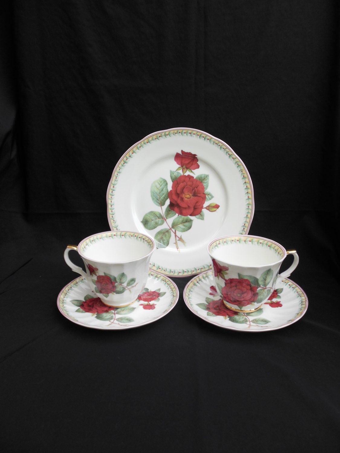 Crown Trent Fine Bone China Tea Time Set Two Cups and Saucers