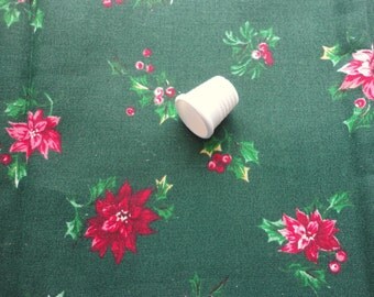 christmas floral print vintage cotton fabric -- 45 wide by 1 yard
