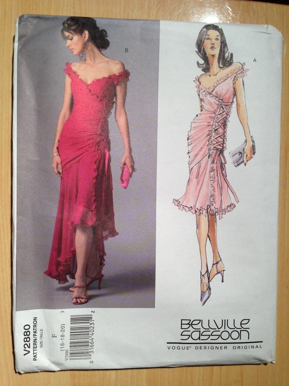 Vogue 2880 Sewing Pattern Bellville Sassoon UNCUT Misses Ruffles Dress Size 16 - 20