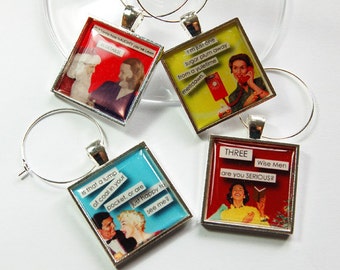 Christmas Wine Charm, Wine Glass Charms, Funny wine charms, sassy women, Wine Charms, barware, entertaining, Christmas, Xmas, Noel (3244)