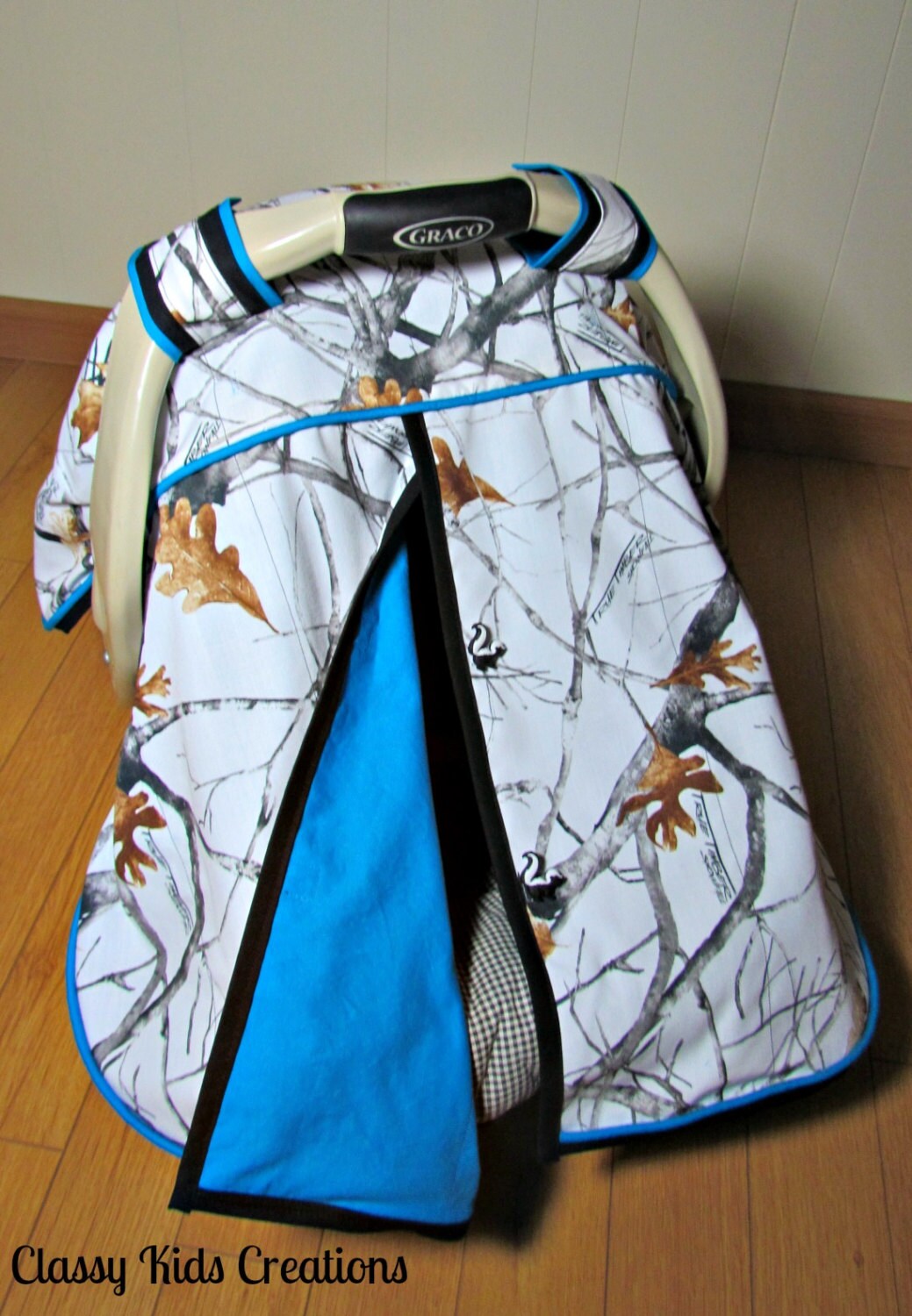 Camo Car Seat Canopy in True Timber Snowfall Camouflage and