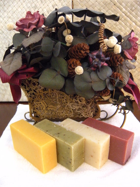 Christmas Gift Selection - 4 Bars Handmade Natural Soap - Your choice from jessiepearl's