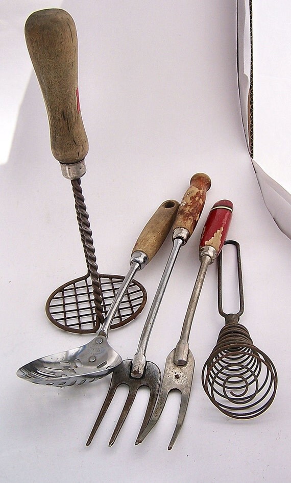 Vintage Kitchen Utensils Potato Masher Meat Forks Wire