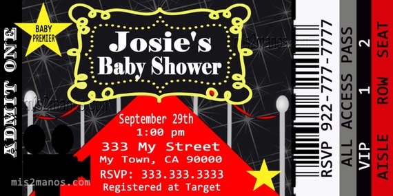 Movie Ticket Baby Shower Invitations 2