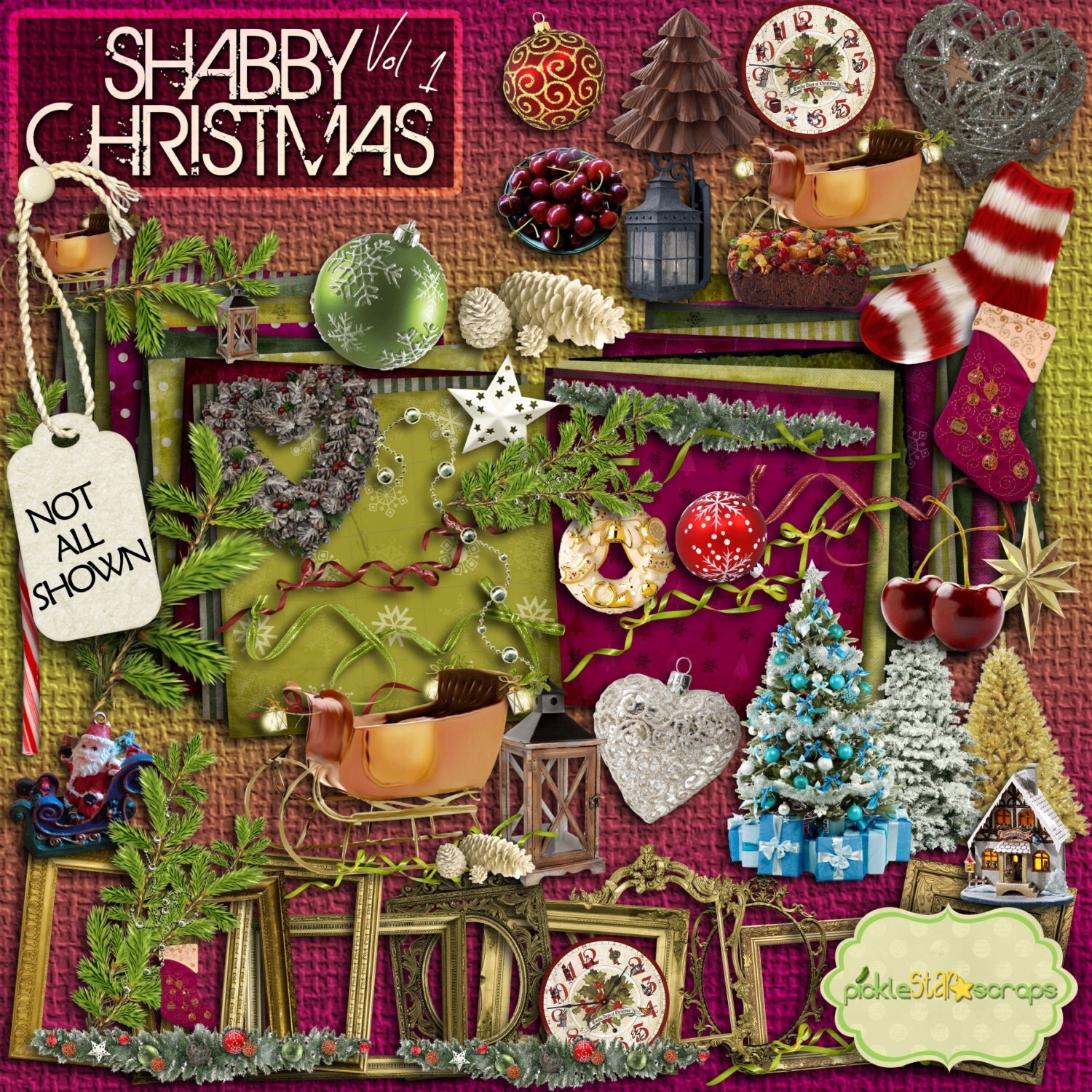 Shabby Christmas Vol 1 Digital Scrapbook Kit and FREE