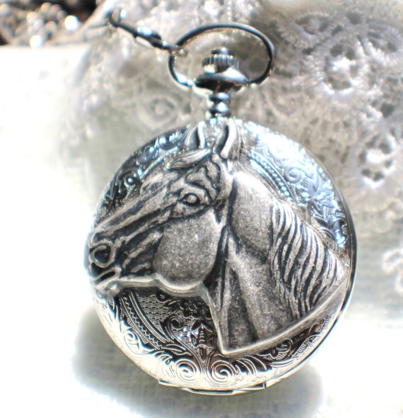 Horse pocket watch mens pocket watch with by Charsfavoritethings