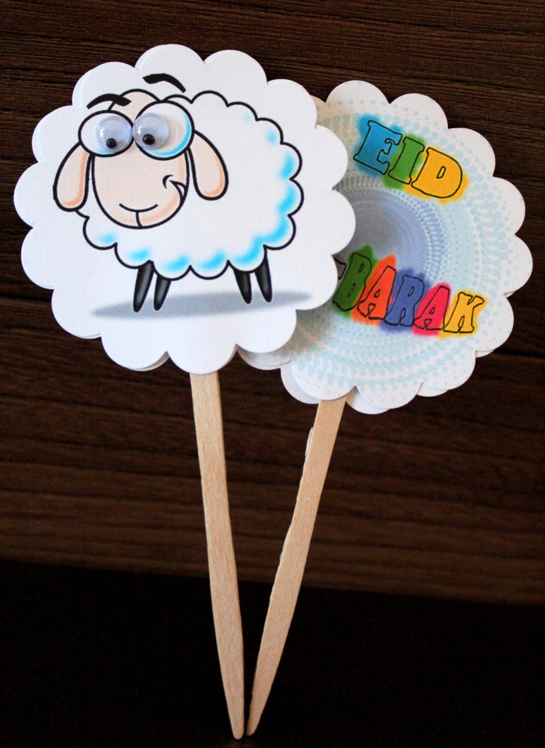 Eid Al Adha cupcake toppers Sheep with googly eyes