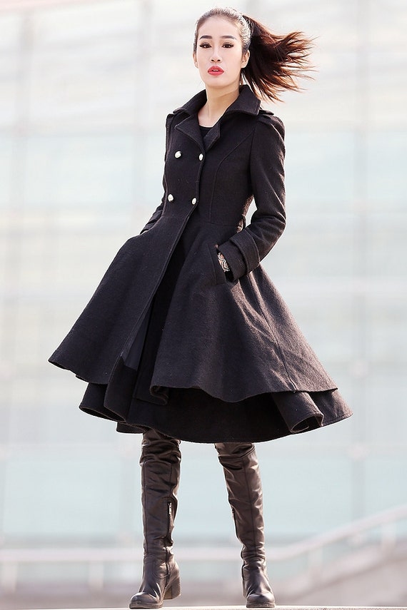 Fit and flare coat womens jackets winter coat double