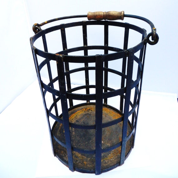 Wrought Iron Basket with Wooden Handle Large