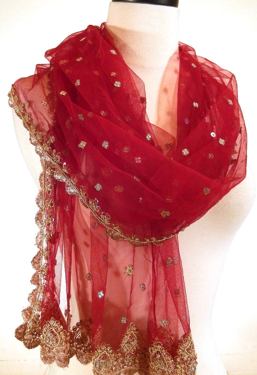Red Shawl Formal Wrap Beaded Wrap Evening Shawl Red