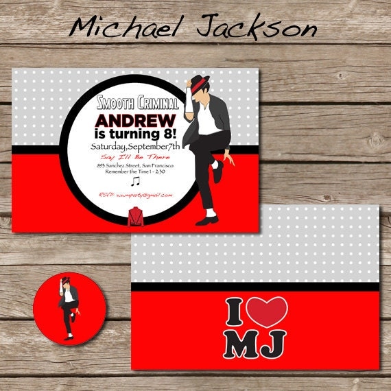 MIchael Jackson Party Invitation with envelope seal