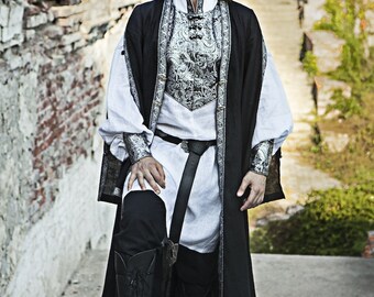 Mens Medieval Surcoat; mens overcoat; hanging sleeve garb; mens medieval garb