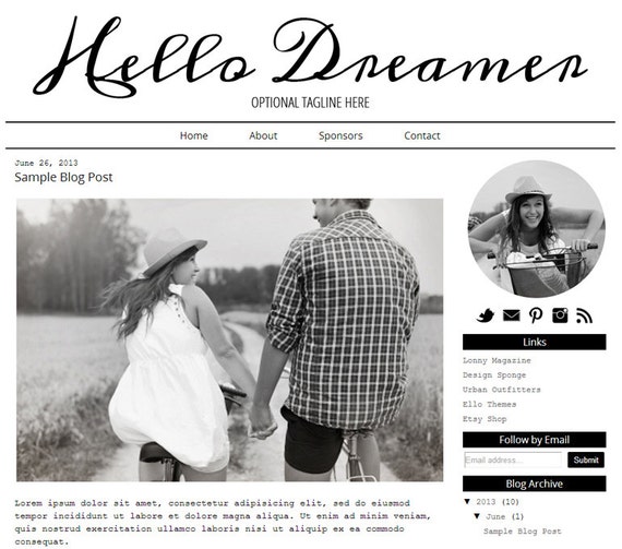 DIY Hello Dreamer Design / Customizable Blogger Template Design