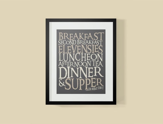 20% Off SALE Lord of The Rings Inspired Hobbit Diet Typography Poster, Lord of the Rings Wall Art, Modern Home Decor, Wall Art