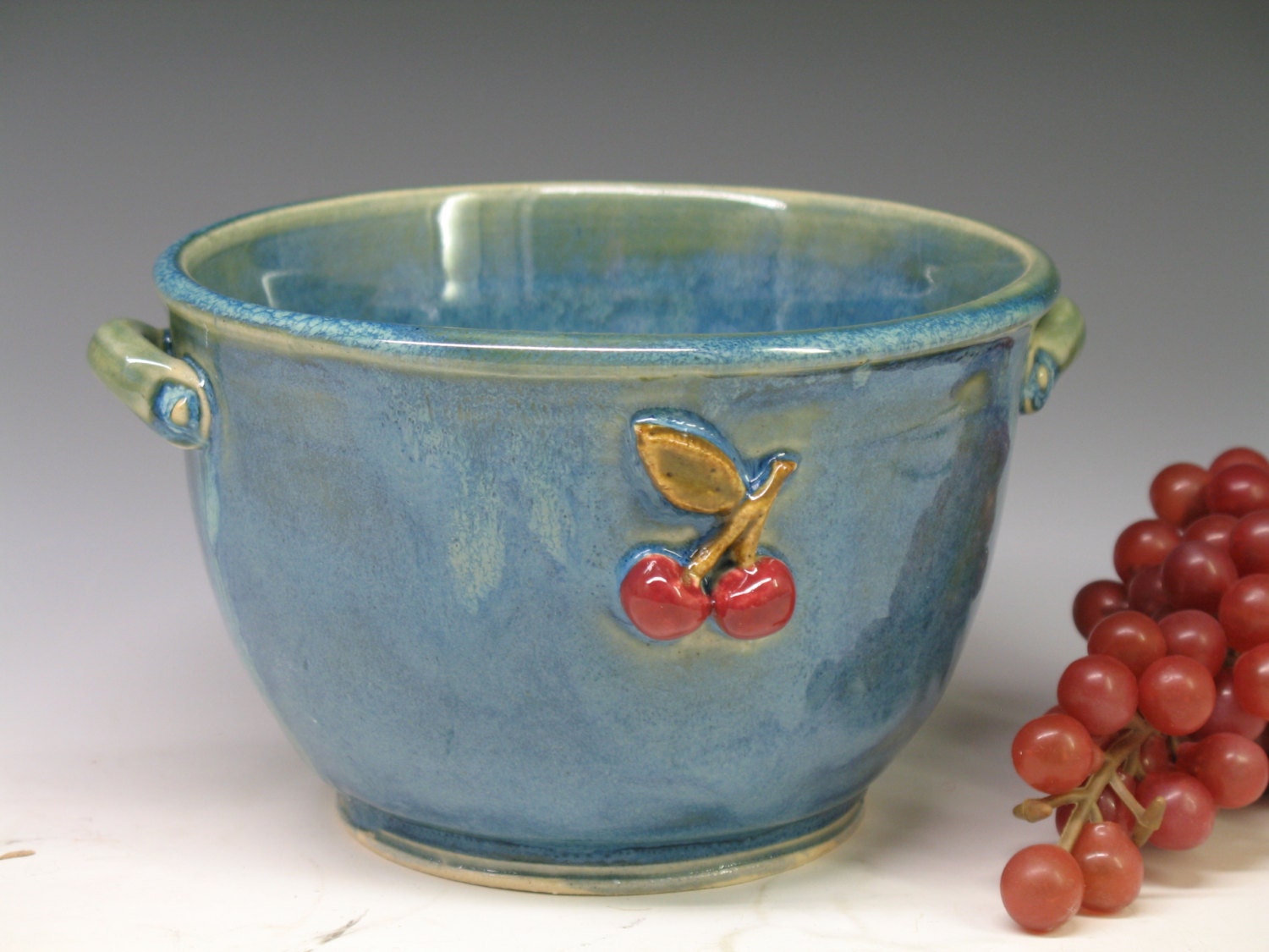 Cherry Berry Bowl Ceramic Bowl Handmade Pottery by Heidi
