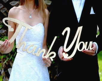 Rustic Wedding Thank You Sign, Wooden Photo Prop, Custom Engraved Gift, Personalized Thank You Sign, Bride and Groom, Spring Wedding