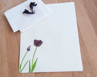 Tulipe Eco Friendly Letter Writing Set, Purple Flower Personalized Paper