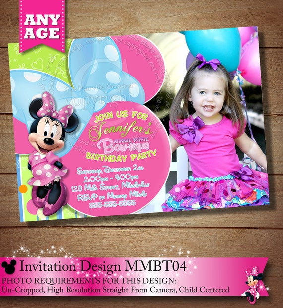 Minnie Mouse Bowtique Birthday Invitations 7