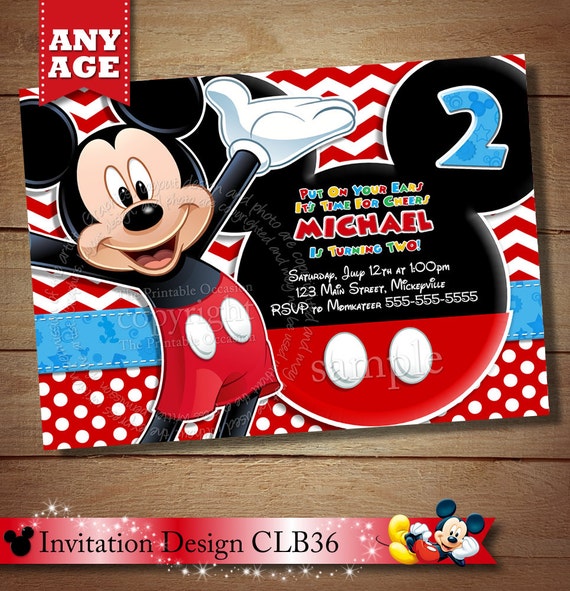 HUGE SELECTION Mickey Mouse Birthday Invitation, Clubhouse Mickey Invitation, Chevron Mickey Invitations, Mickey Photo Invitation Il_570xn