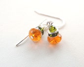 Swarovski Crystal Pumpkin Earrings, Fall Fashion Jewelry, Thanksgiving, Pumpkin Earrings, Fall Harvest, Holiday Jewelry. A391
