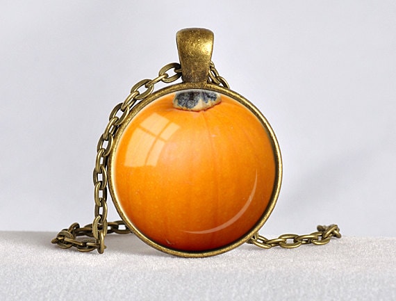 FALL PUMPKIN PENDANT Autumn Orange and Black Fall Necklace Thanksgiving Jewelry Necklace Thanksgiving Pumpkin Jewelry