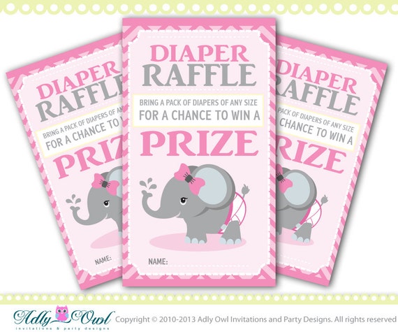 girl elephant diaper raffle tickets printables for baby girl