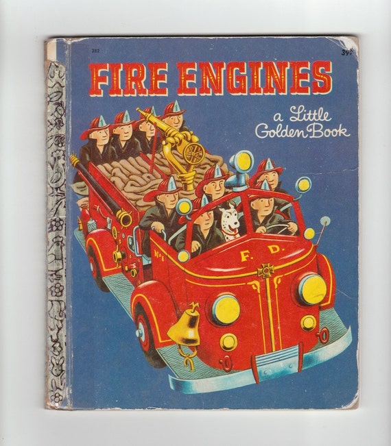 Fire Engines Book Vintage Little Golden Book 1960s Childrens