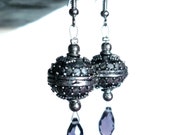 MATISSE - Violet crystal and silver plated earrings, Bali style