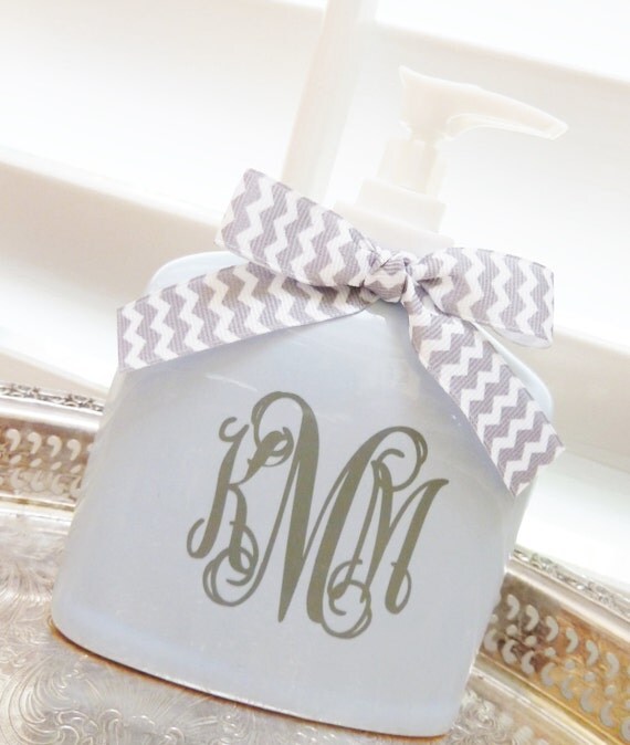 Monogrammed Ceramic Soap Dispenser