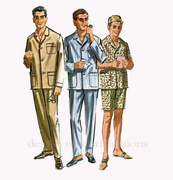 1960s Men's Proportioned Pajamas Long or Short Sleeves