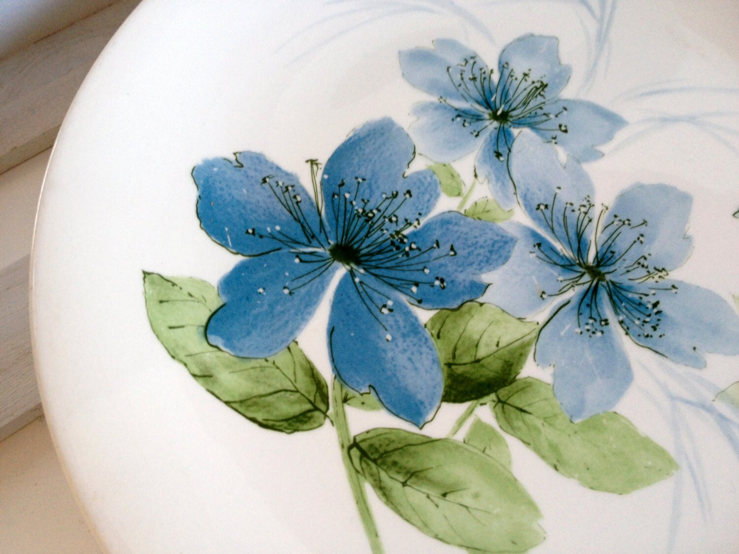Dinnerware set 3 blue floral dinner plates modern Vera style