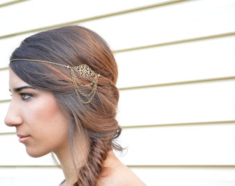 Filigree Head Piece // Wedding Headdress // Bohemian Head Accessory // Headband // Hair Accessory // Boho Head Chain