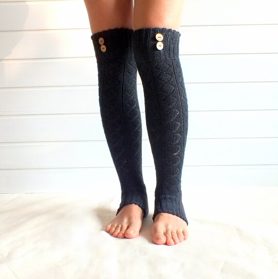 Items similar to Legwarmers in grey with buttons leg warmers dark