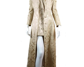 50% OFF! Janice Wainwright / Simon Massey - Halter Mini Dress & Maxi Coat - Rock Chick Outfit - Champagne Baroque Brocade - S Small