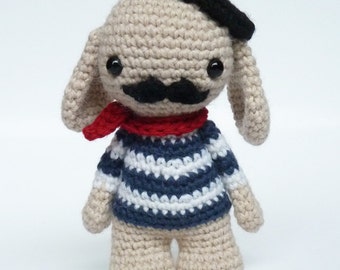 Amigurumi bunny doll - Stuffed animal - Stuffed toy - bunny amigurumi - bunny softie - moustache - Monsieur Moustache