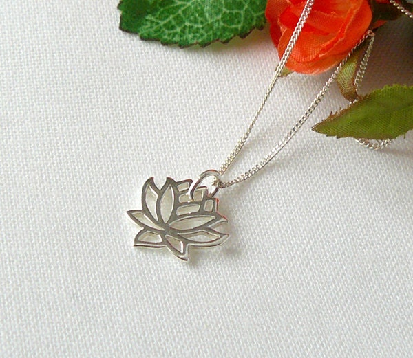 Lotus Necklace Sterling Silver Flower Necklace Lotus