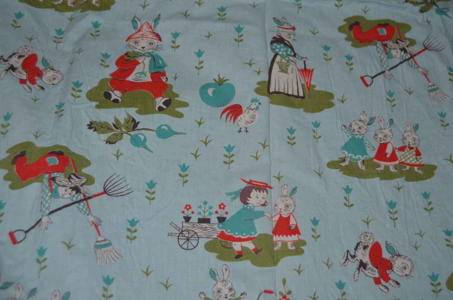 Vintage Bunny Novelty Fabric 60 inches by 36 inches