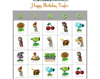 Plants vs Zombies Game Personalized Birthday Party Game Activity Bingo Cards Delivered by Email