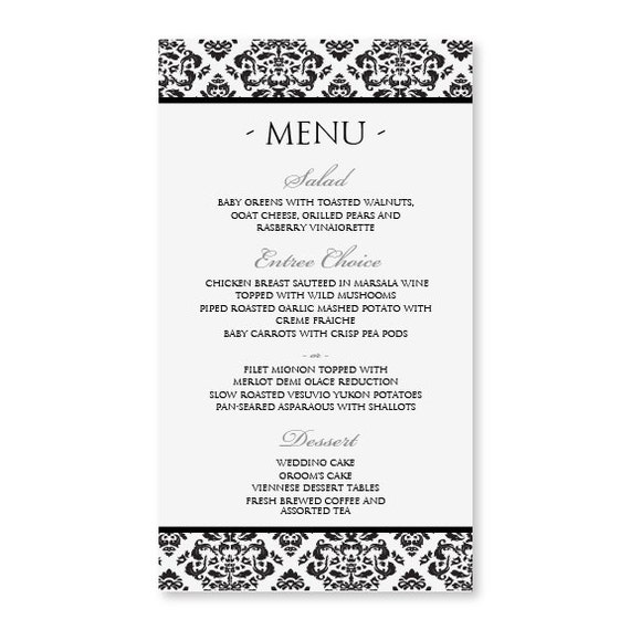 DIY Menu Card Template INSTANT DOWNLOAD Edit by KarmaKWeddings