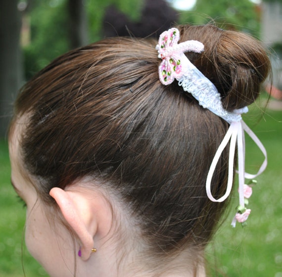 Items similar to Wedding Flower Girl Hair Ribbon on Etsy