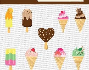 Ice Cream Clipart. Food Clipart. Ice Cream Clip art. Posicle, Gelato Digital Images 289