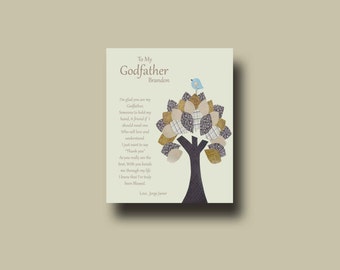 Godfather gift - Personalized gift for Godfather, Godfather Gift from Godchild - Godfather Baptism Keepsake - Godfather Christening - TREE