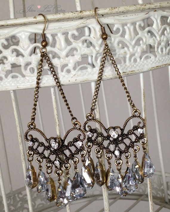 Great Gatsby Chandelier Earrings Womens by JadoreLexieCouture