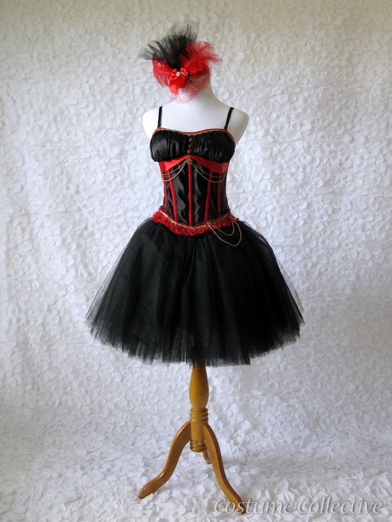 Corset Tulle Dress black satin corset with by CostumeCollective