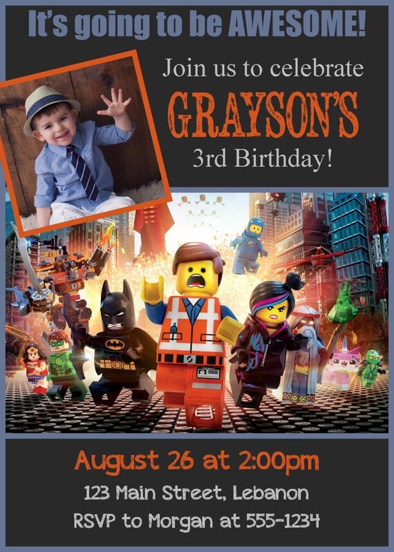 Items similar to Lego Photo Birthday Invitation on Etsy