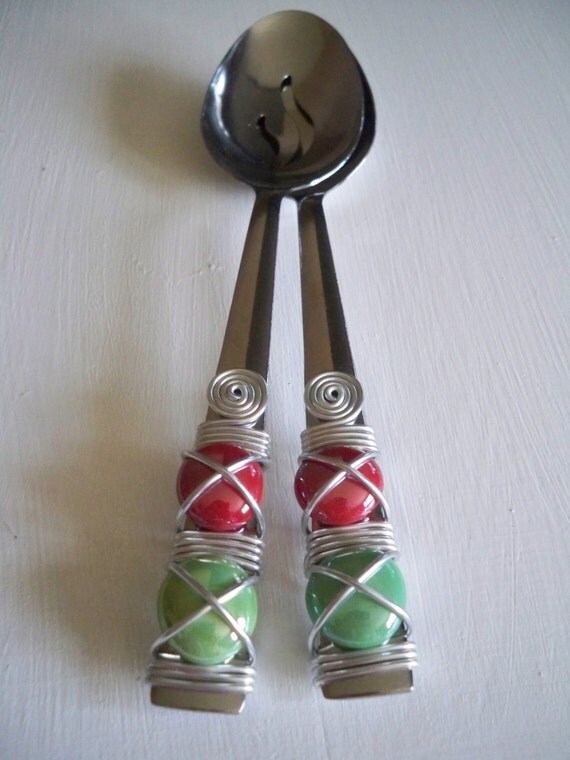Items similar to Christmas Serving Spoons Set of 2 on Etsy
