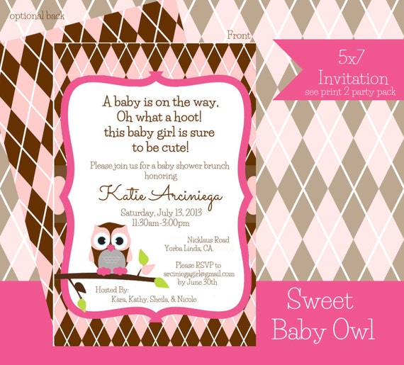 Printables " Sweet Argile Owl " theme personalized for your party Invitation by Party Style Printable OR Printed Card Il_570xn