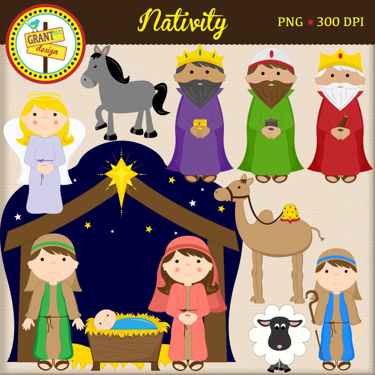 Nativity Clipart Christmas Clip Art Cute Digital Clipart